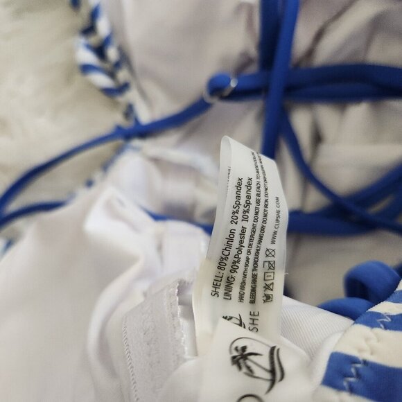 Cupshe Women's Small One Piece Swimsuit Sailor Ruffled Back Cross Nautica - Picture 9 of 10